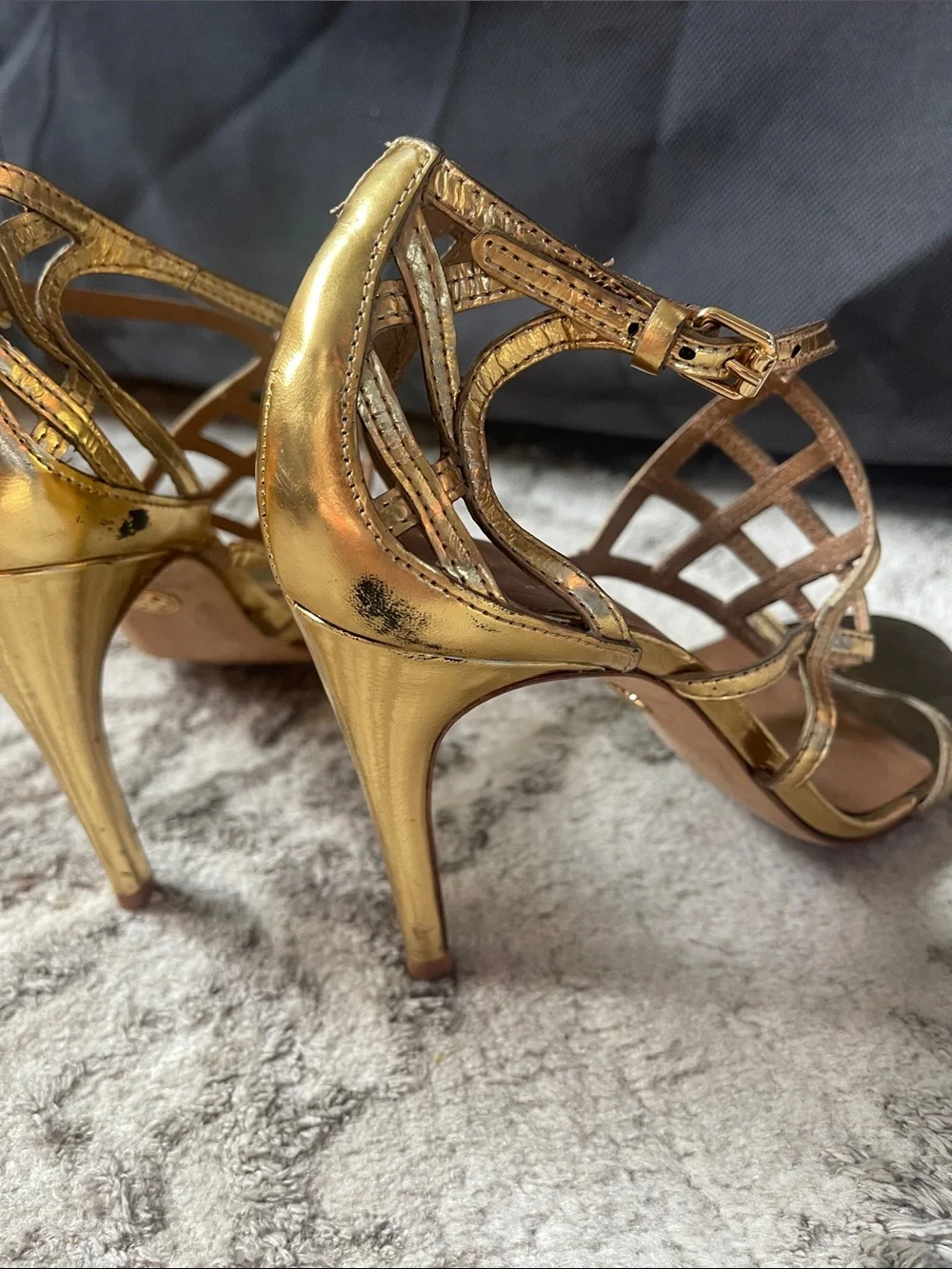 Tory Burch Gold Strappy High-Heel Sandals size 7 women